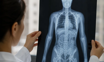 Aplicativo de raio-X do corpo inteiro revelando todos os órgãos internos